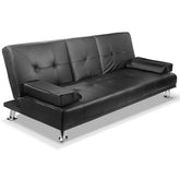 Artiss 3 Seater PU Leather Sofa Bed - Black.